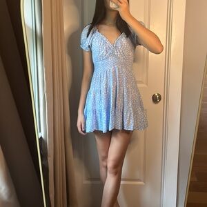 Pacsun Flowy Floral Blue And White Mini Dress Womens Small